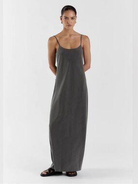 DISSH Diego Striped Pinstripe Gray Maxi Dress Size 8